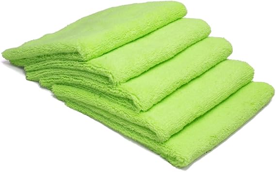 Autofiber Zeroedge Detailing Towel (Pack of 5) Edgeless Microfiber Polishing, Buffing, Window, Glass, Waterless, Rinseless, Car Wash Towels (Green)