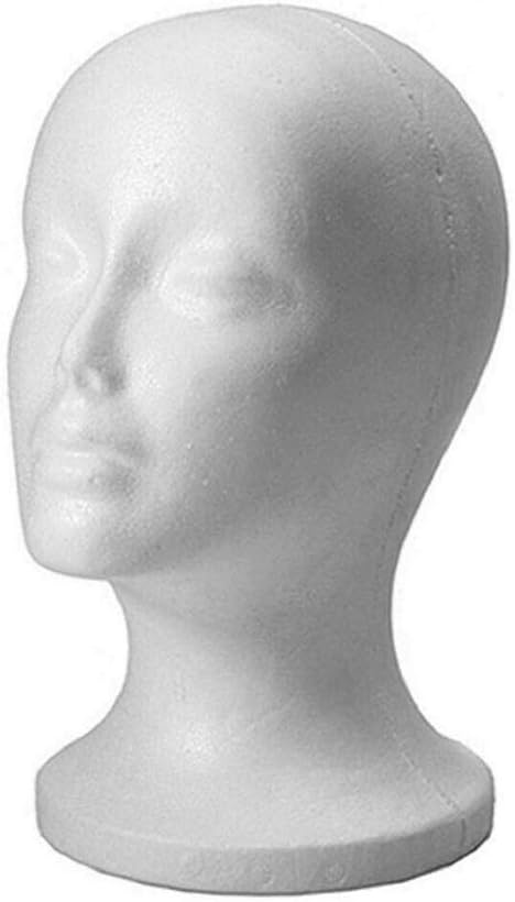 White Polystyrene Female Wig Head Mannequin Foam Head Hat Display Stand (1)