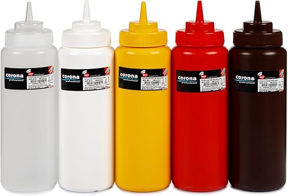 Genis Kapakli Ketçap ve Mayonez Sisesi, 700 ml Kapasite, Kirmizi