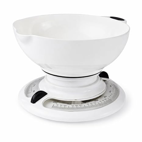 New 3Kg Retro Kitchen Scale – Cooking & Baking Weighing | Mechanical | Round Bowl Design | Wet & Dry Food Scale | Compact & Long Lasting