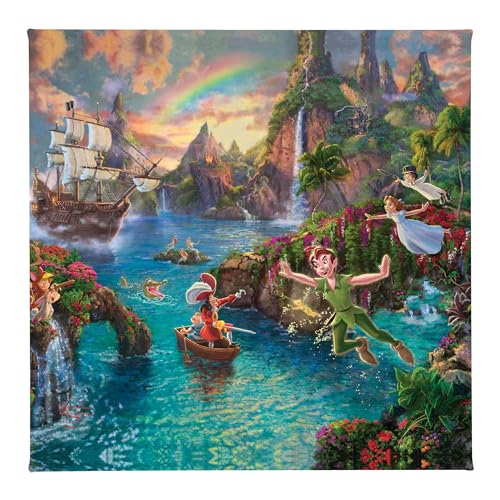 Thomas Kinkade Disney Peter Pans Neverland 14 x 14 Gallery Wrapped Canvas | Frameless Room Wall Art | Certificate of Authenticity Included