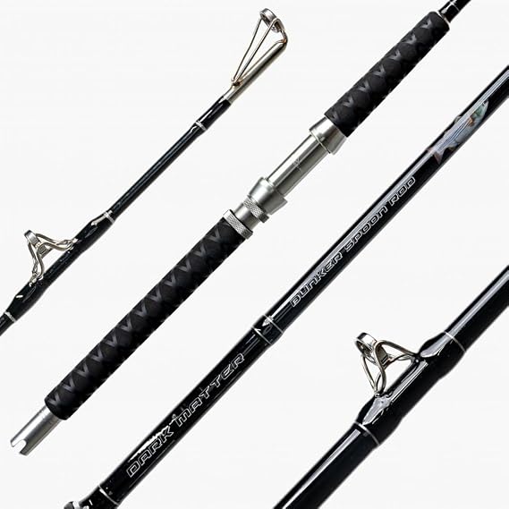 Dark Matter Fishing Rod Saltwater - Bunker Spoon Trolling Rods, Deep Sea Fishing Rod and Reel Combos with Tungsten Carbide Guides & Carbon Blank, Medium Heavy Rods - Black (Power H, 7'9")