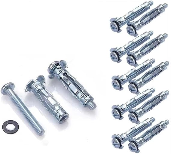 Hex Bolt Sleeve, Anchor Bolts, Expansion Bolts Drywall Anchor Plasterboard Cavity Plug Dowel Hollow Wall Anchor for Ceiling Expansion Screws Gypsu (Color : M5 X 65mm) (Color : M6 X 52mm)