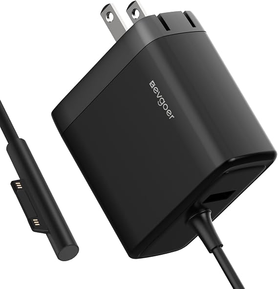 Microsoft Surface Charger, 65W Surface Pro Charger for Surface Pro 3/4/5/6/7/8/9/10/X/11 Power Adapter,Compatible with Both Surface Book/Laptop/Tablet,Support 44W 36W (Foldable AC Plug)