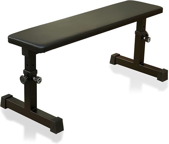 Flat Weight Bench for Strength Training W/ 5-Level Adjustable Height, Adjustable Workout Benches for Home Gym Dumbbell Exercise
