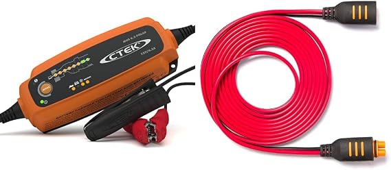 CTEK 56-958 PRO25SE 12V Smart Battery Charger & 56-304 Comfort Connect Extension Cable Bundle Extreme Cold Weather Charger with Snowflake Mode, Reconditioning & Durable Extension Lead