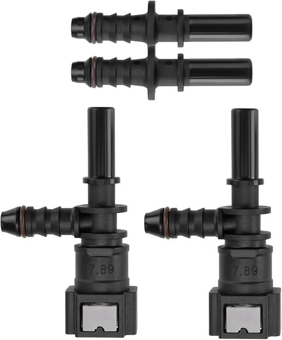 2 Sets 7.89 ID6 Elbow Fuel Line Hose Quick Release Tee Fitting Female Connector with Straight Male Connector Suitable for Automotive Fuel Pipe