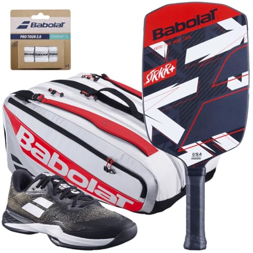 Chris Haworth Pro Player Pickleball Gear Bundle – Babolat STRKR Pickleball Paddle - Optional Overgrips, Bag, Jet Mach 3 Court Shoes, Additional Paddles