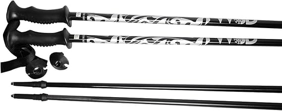 WSD Ski Poles Downhill/Alpine Aluminum Black/Silver Ski Poles Pick Size Pair with Baskets 2018 Model