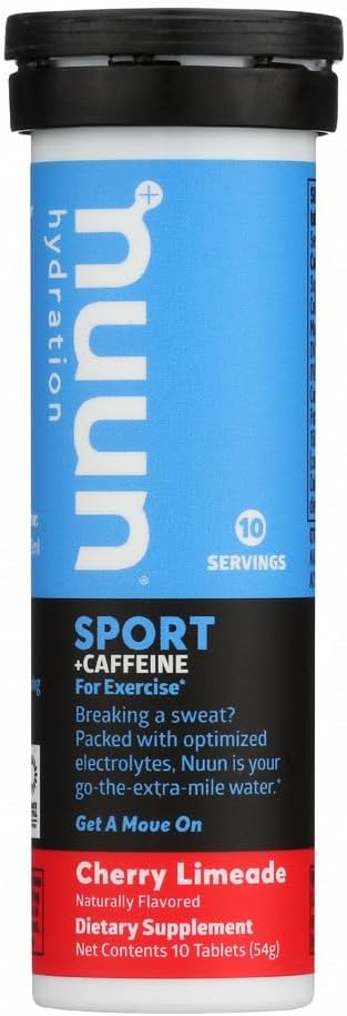 Nuun Energy: Cherry Limeade Electrolytes  Caffeine Tablets 3 Tubes of 10 Tabs Cherry Limeade