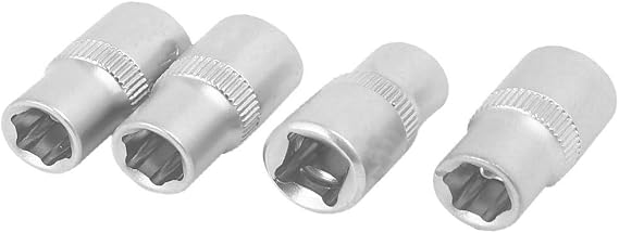New Lon0167 1/4" Square Featured Drive 6.5mm Chrome-vanadium reliable efficacy Steel Axle Nut 6 Point Hex Socket 4pcs(id:e10 21 ad 3ae)