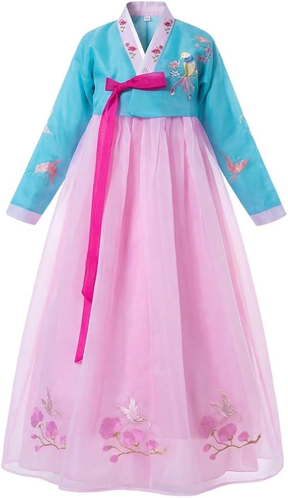 Women's Embroidered Hanbok Dress Korean Traditional Costume Short Full Skirt Cosplay Performance Wear