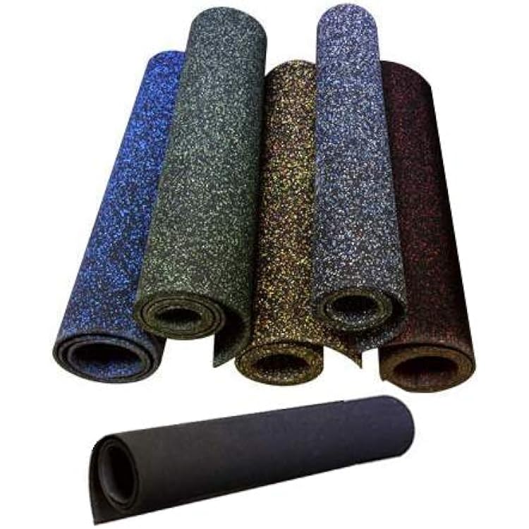 American Floor Mats 38in 9mm Thick 10% BlueGrey 4 x 5 Heavy Duty Rubber Rolls, Protective Exercise Mats, Home Gym Rubber Flooring