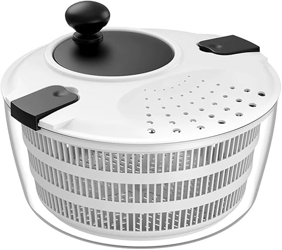 Collapsible Salad Spinner 4L White, Hand Crank Dryer