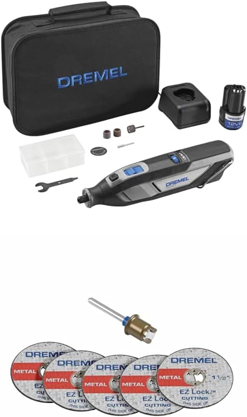 Dremel 8240 12V Cordless Rotary Tool Kit with Variable Speed and Comfort Grip & EZ406-02 Fiberglass Reinforced Cutting Discs and Mandrel