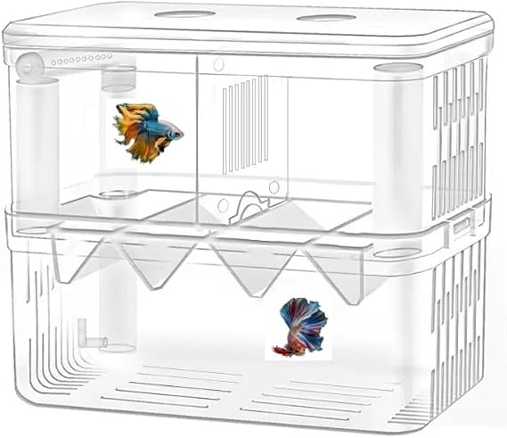 Fish Breeding Box for Aquarium, 13.5x 10.5 x 7.5cm, Transparent Adjustable Isolation Box, Guppy Betta Tank Separator (M:10.5 * 7.5 * 13.5CM)
