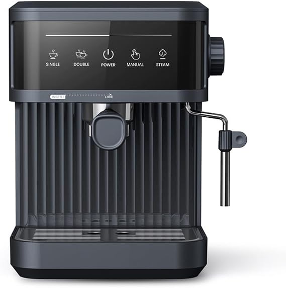 Coffee Maker, Semi-Automatic Coffee Machine, Espresso Machine, For Home Use, Semi-Automatic, Small, Milk Foam/Latte Art/Steam, Large Capacity Glass Cup/Compact/Powder Compatible/Mesh Filter/Stylish 12.6 x 10.2 x 13.2 inches 32 x 26 x 33.5 cm, Black
