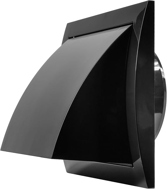 Repa Market 4 Inch ABS Plastic Exterior Dryer Vent Cover Outside - Black Outdoor Dryer Vent Hood with Backdraft Damper & Bird Guard Screen - Exhaust Air Vent Covers for Wall for Outdoor Use
