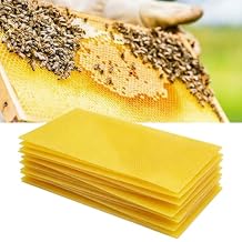 10Pcs Yellow Beehive Foundation Sheets, 8-1/2-Inch Deep Waxed Foundations to Support Larger Honey Stores, Fits Commercial & Hobbyist Hives