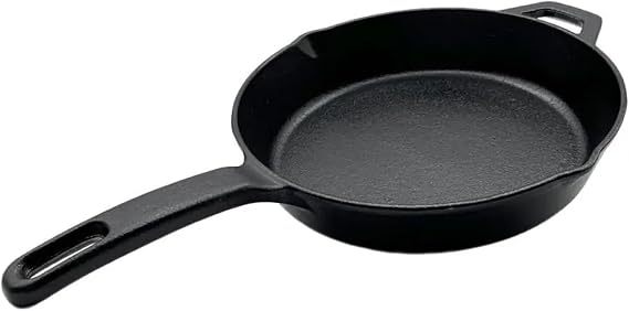 Nexgrill 10" Pre-Seasoned Cast Iron Skillet, Heavy-Duty Round Frying Pan | Offers 10" x 2.5", Contoured Handle, Hanging Loop, Side Notches, Heavy-Duty, Ideal for Grilling, Searing, and Outdoor Cooking