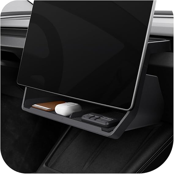 Spigen Under Screen Storage Organizer for Tesla Model Y Juniper, 3 Highland | Only Standard, Premium & Performance (2026/2025) [Upgraded] / For Tesla Model YL - Black
