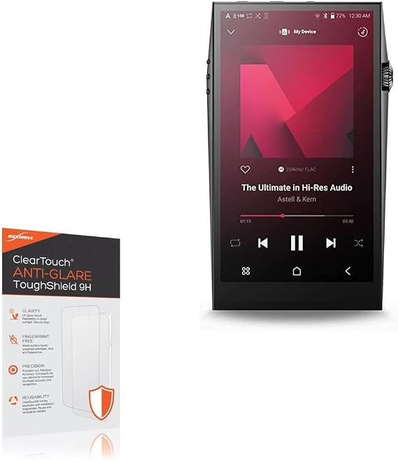 BoxWave Screen Protector Compatible with Astell & Kern A&Ultima SP3000 - ClearTouch Anti-Glare ToughShield 9H (2-Pack), Anti-Glare 9H Tough Flexible Film Screen Protector