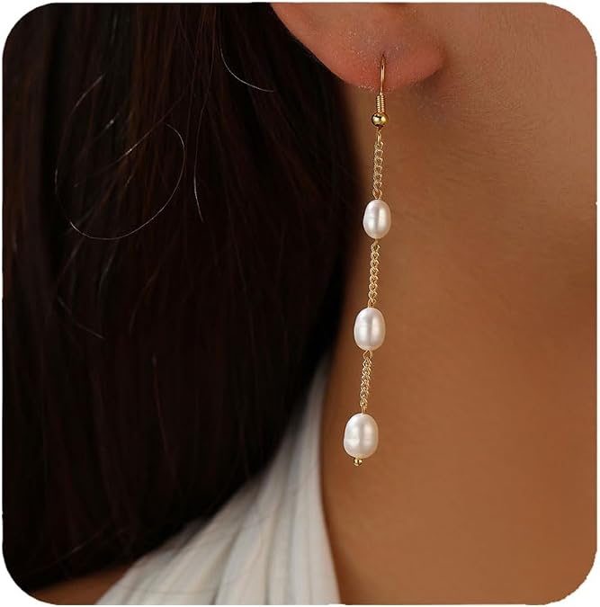 Pearl Earrings for Women,Boho Summer Pearl Drop Stud Dangle Earrings,Lightweight Prom Bridal Wedding Birthday Jewelry Gifts