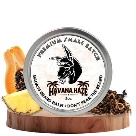 Badass Beard Care Beard Balm - The Havana Haze, 2 Ounce - All Natural Ingredients, Keeps Beard and Mustache Full, Soft and Healthy, Reduce Itchy and Flaky Skin, Promote Healthy Growth