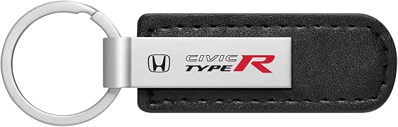 iPick Image for Honda Civic Type-R Black PU Leather Strap Metal Bar Key Chain