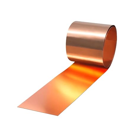 99.9% Pure Copper Sheet Metal Roll, Copper Foil Strip 1000mm x 100mm x 0.4mm, for Roofing Repairs, DIY Crafts, Jewellery Making, Welding