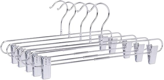 Quality Chrome Pant & Skirt Hanger Set - 10-Pack with 360-Degree Swivel Hooks - Durable, Anti-Rust Hangers for Clothes, Jeans, Slacks & Trousers