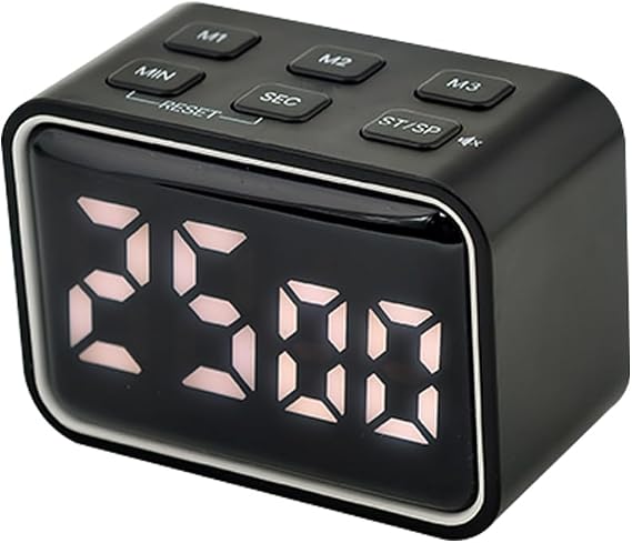 Digital Mini Timer Rechargeable, ON/Off Led Display Count Down/Up, 3 Preset Memory Times Loud Alarm Desk Timer for Kids Classroom Office Kitchen Cooking, Black
