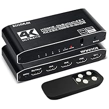 4k HDR HDMI Switch, Koopman 4 Ports HDMI 2.0 Switcher Selector with IR Remote Control, Supports HDCP 2.2 4K@60Hz UltraHD HDR10 3D HD1080P Dolby DST, HDMI Splitter for PS4 Xbox Apple TV Fire Stick