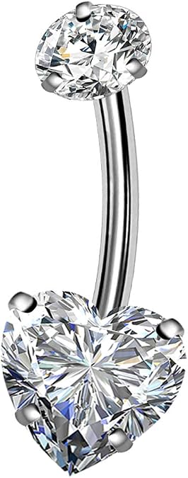 OUFER Titanium Belly Rings 14G G23 Solid Titanium Faceted Cubic Zirconia Navel Rings Belly Button Body Piercing Jewelry
