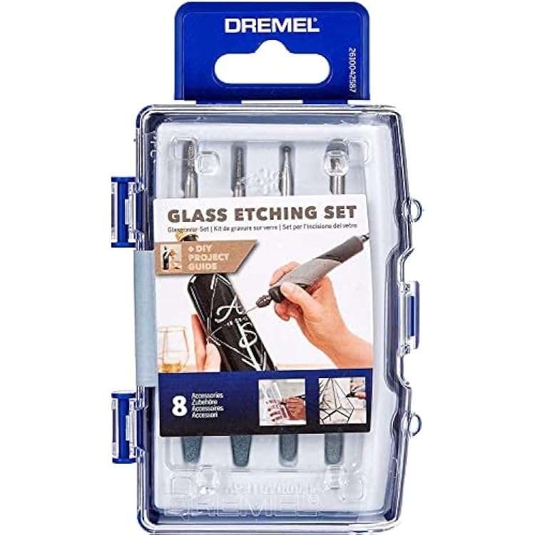 Dremel 682 Glass Etching Set, Accessory Kit with 8 Rotary Tool Accessories for Etching and Engraving in Glass