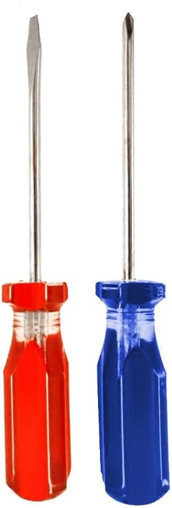 GRID 2-Piece 4.25" (10.8 cm) Screwdrivers | Color-Coded Handles | Slotted & Phillips | Nickel-Plated High Carbon Steel
