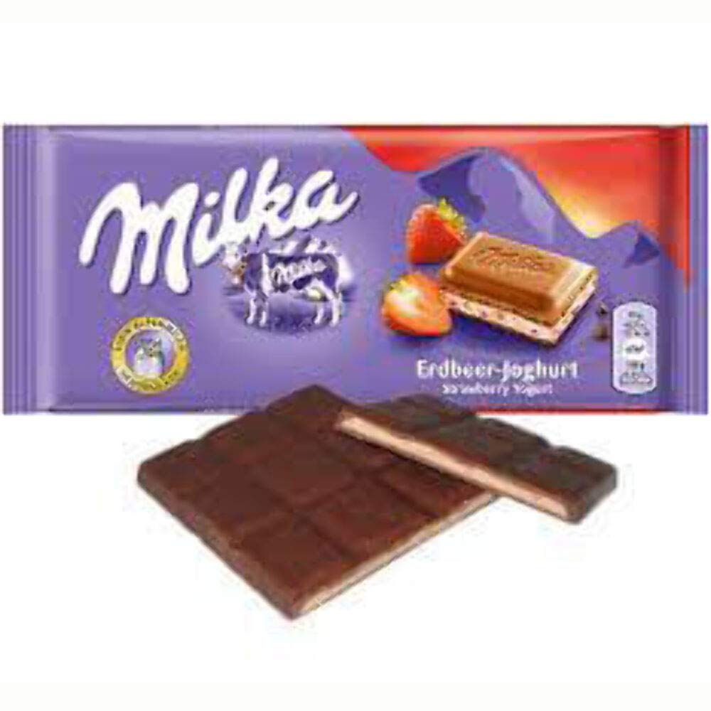 Milka Chocolate Confection with Strawberry Yogurt Creme Filling 100 g