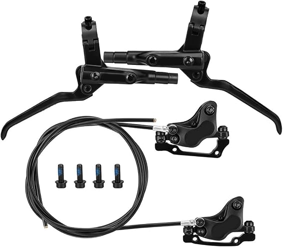Bicycle 4 Piston Hydraulic Brake Set Split Front Rear Disc Upgrade MTB Alloy 6061 Lightweight 850mm 1550mm Strong Braking Safe Sealed Cylinder Black for Mountain Bike(rear only)