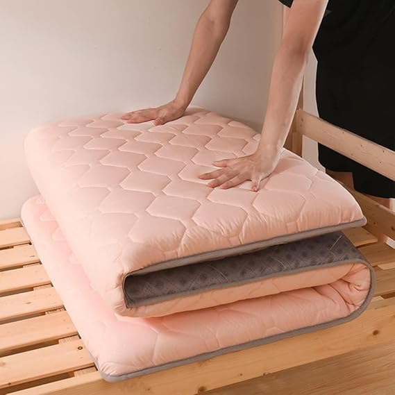 Upgraded Japanese Futon Floor Mattress,Portable Camping Tatami Mat,Single/Twin/Queen/King Size Folding Sleeping Bed Mattress,Floor Guest Bed Mattress (Pink,31"x75")