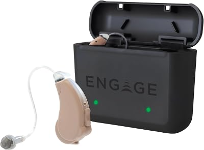 Lucid Hearing Engage Premium Rechargeable OTC Hearing Aids, Beige - Android Compatible - For Adults with Mild to Moderate Hearing Loss - Includes Bluetooth, App Controls & Speaker