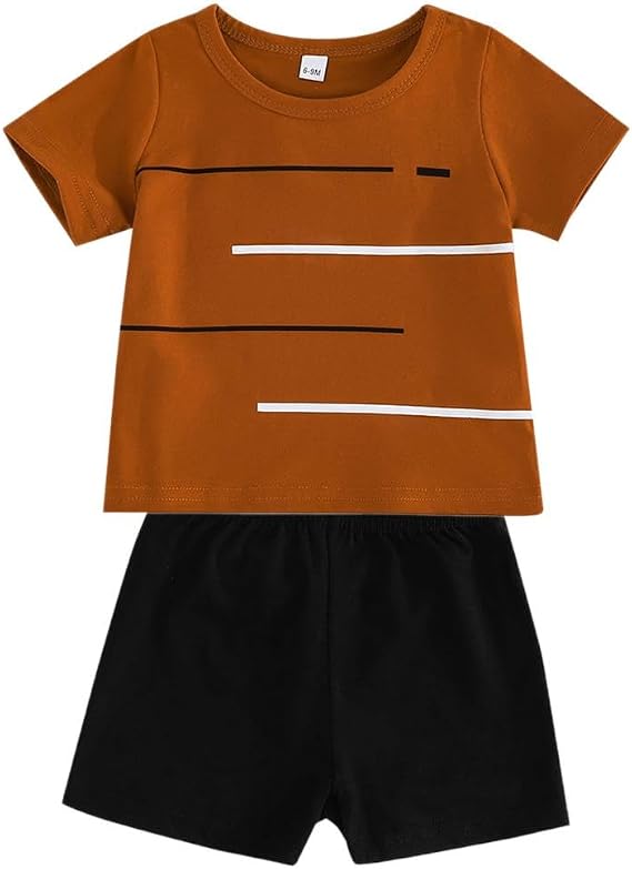 SUREPOCH Baby Boy Clothes Toddler Summer Outfits Short-sleeved Shirt Elastic Pants Two-piece Set Cute Baby Boy Outfits