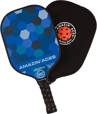 Amazin Aces Graphite Pickleball Paddles Set - Single, 2 or 4 Paddles, Honeycomb Polymer Core with Comfy Cushion Grip - Varying Accessories Including Pickleballs, Pickleball Bag & Paddle Cover