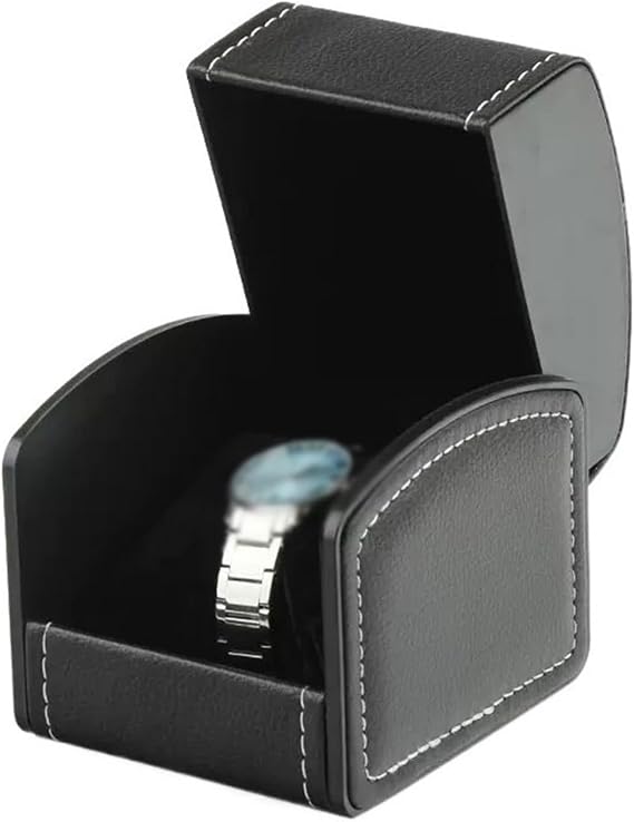 Watch Box Single Watch Display Box Collection Box PU Leather Watch Storage Box Gift (excluding Watches) Watch Organizer(Black)