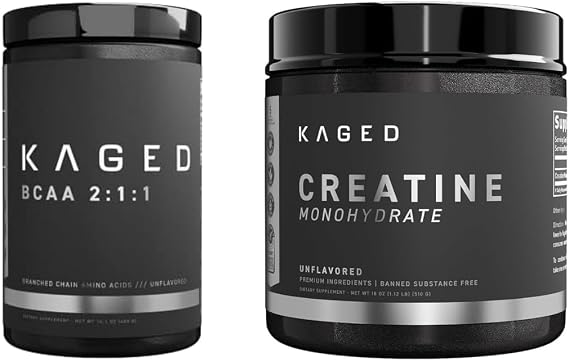 Kaged BCAAs and Creatine Monohydrate Bundle Unflavored, Vegan, 72 & 100 Servings