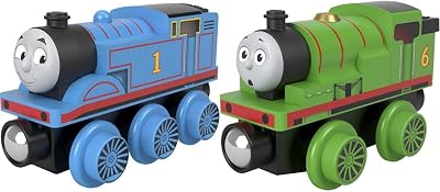 Thomas & Friends Wooden Railway, Thomas Engine with Wood Percy Engine Bundle, Push-Along Toy Trains Made from Sustainably Sourced Wood for Toddlers and Preschool Kids