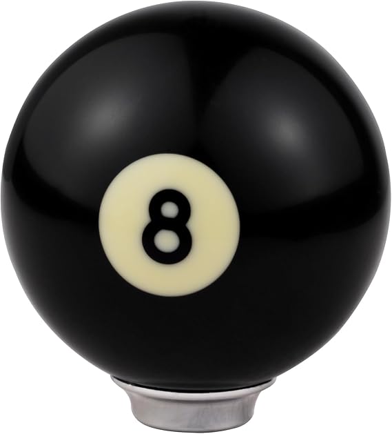 Abfer Black 8 Ball Shifter Knob with Adapters Car Billiard Round Gear Shift Handle Lever Stick Shifting Knob Fit Most Automatic Manual Motor Vehicles