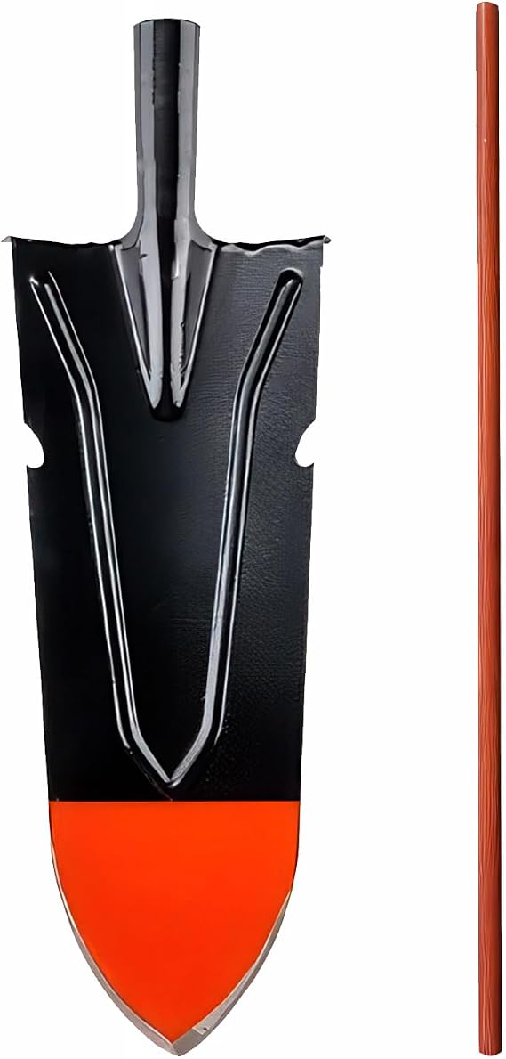 WY8 Shovel for Digging, 45cm Garden Sword Shovel Root Cutter with 120cm Wooden Handle, Heavy-Duty Trenching Shovel for Agriculture, Landscaping, Gardening, Planting, Construction, Hard Soil Breaking