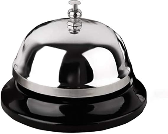 HeeYaa Call Bell 3.3 Inch Diameter with Metal Anti-Rust Construction, Ringing, Desk Bell Service Bell for Hotels, Schools, Restaurants, Reception Areas, Hospitals, Warehouses(Silver)
