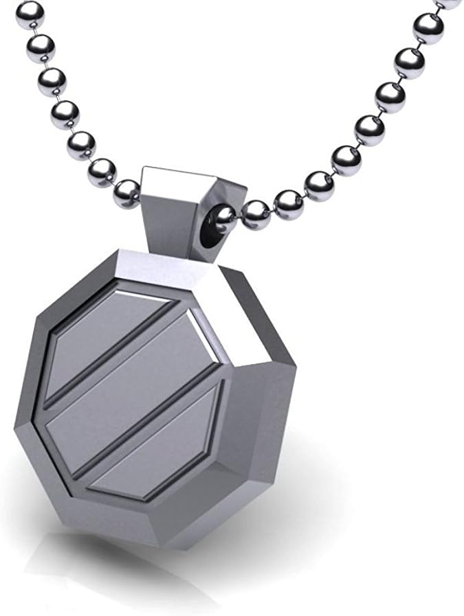 UFC Adult Pewter Logo Pendant on Stainless Steel Bead Chain 30"