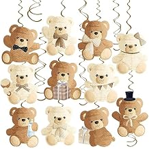 Bear Hanging Swirls Teddy Bear Baby Shower Decorations 15Pcs Teddy Bear Hanging Decor Cute Bear Swirls Ceiling Streamer We Can Bearly Wait Party Decorations for Bear Theme Baby Shower Supplies